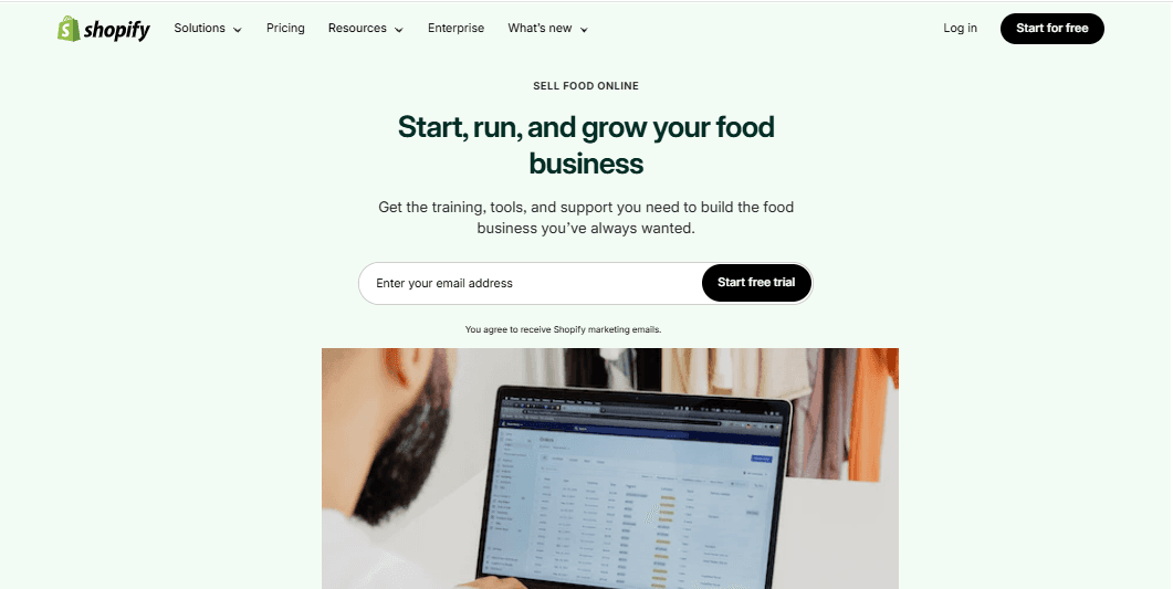Shopify landing page example