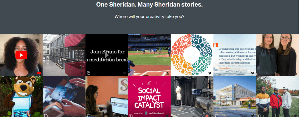 social media wall example - sheriden collage