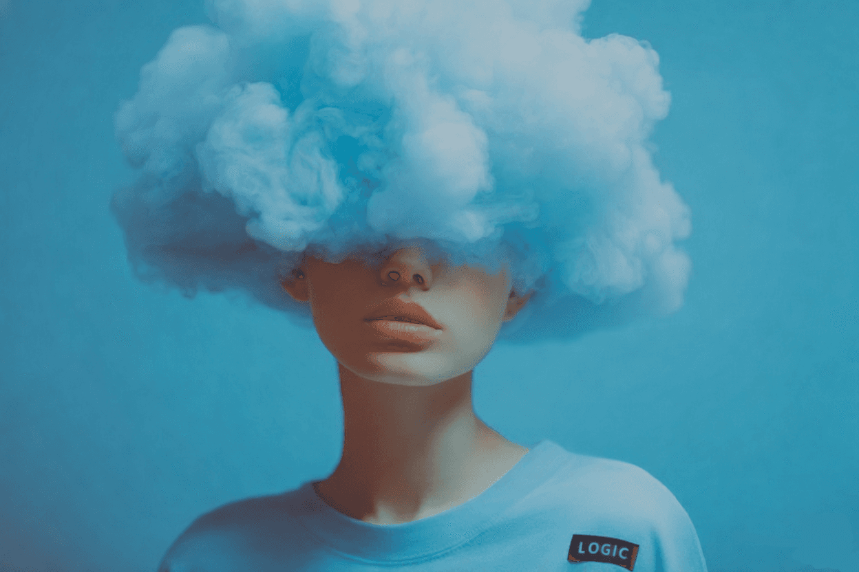 a woman with flowers