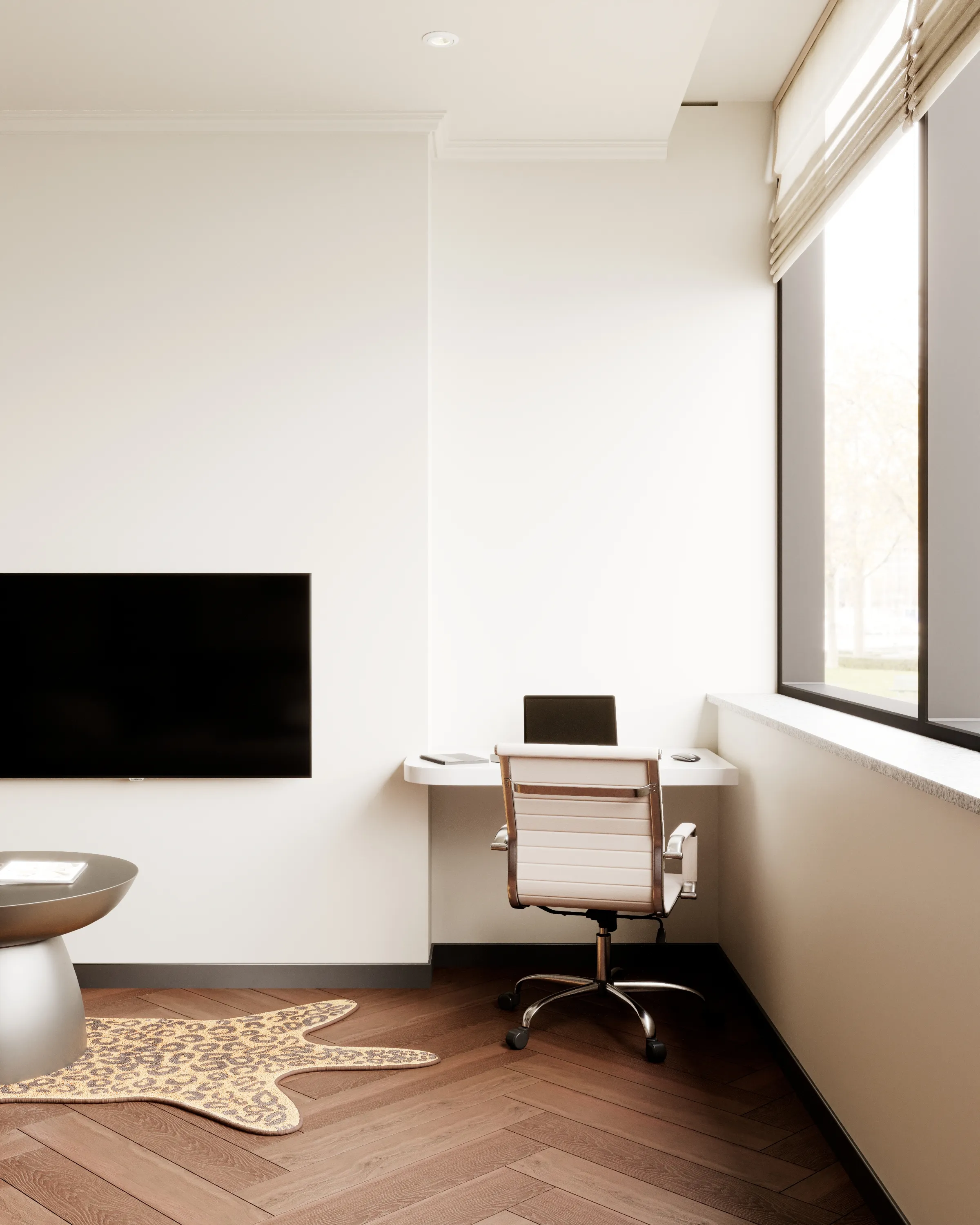 Minimalistic view on a small home office corner.