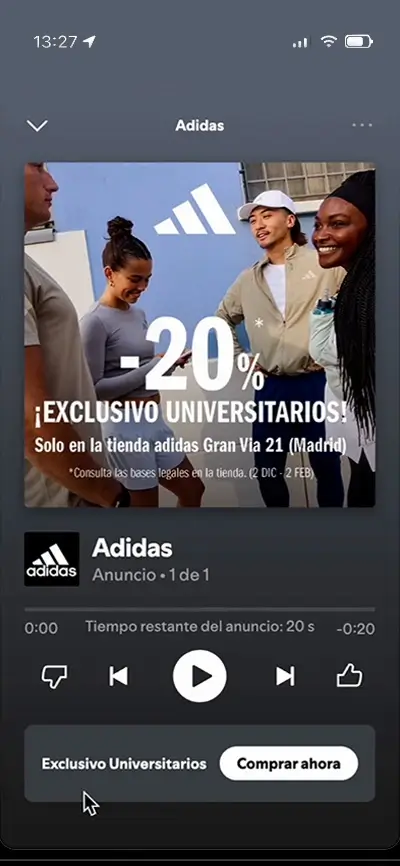 anuncio de adidas en spotify