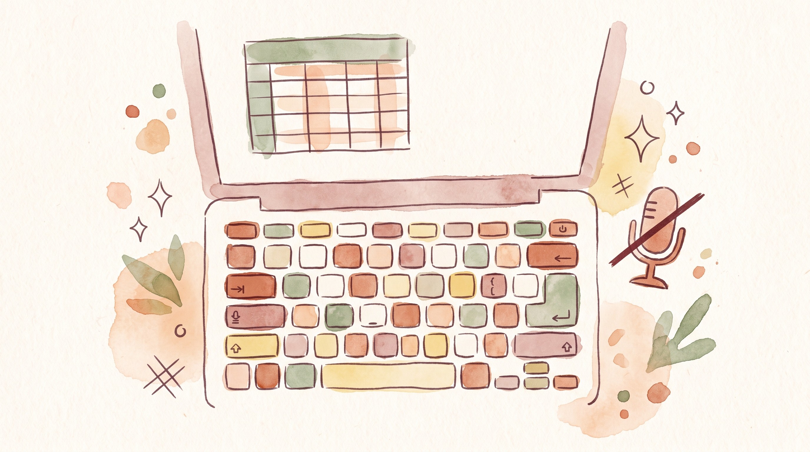 Laptop keyboard with spreadsheet grid