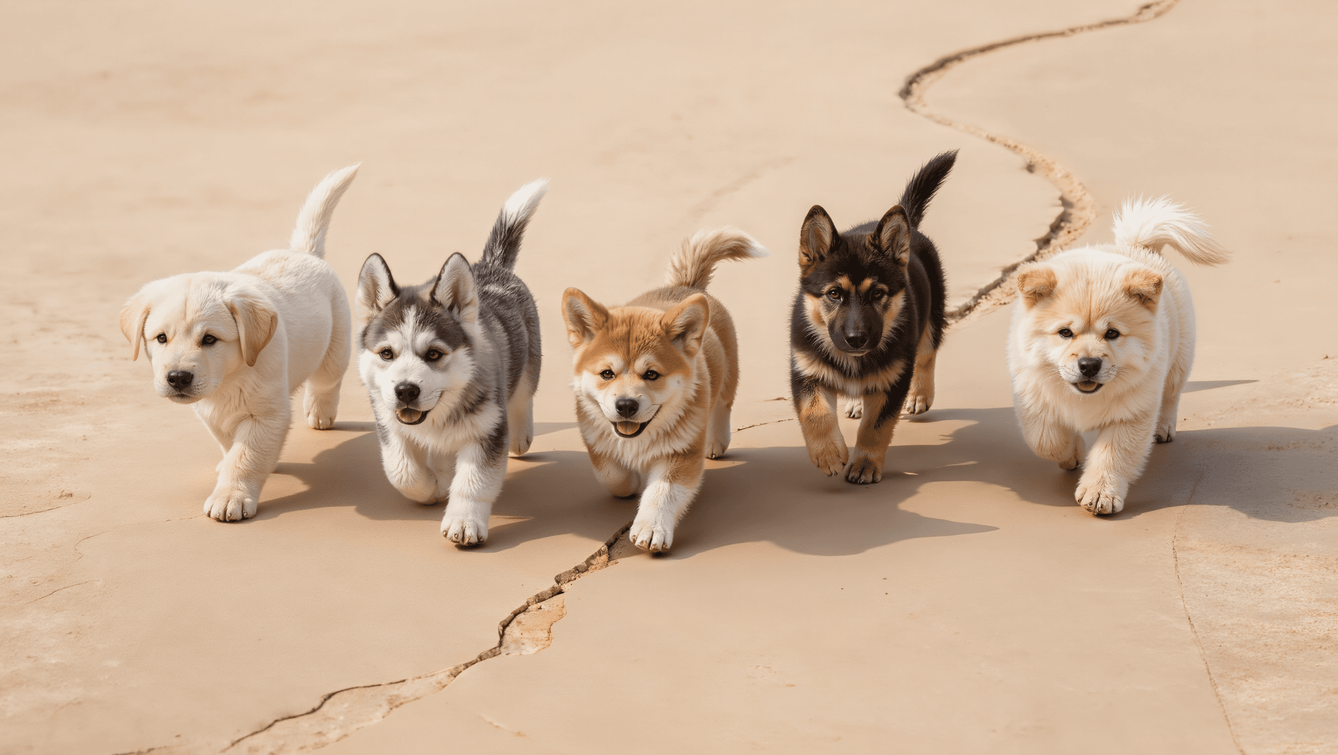 cute puppies walking
