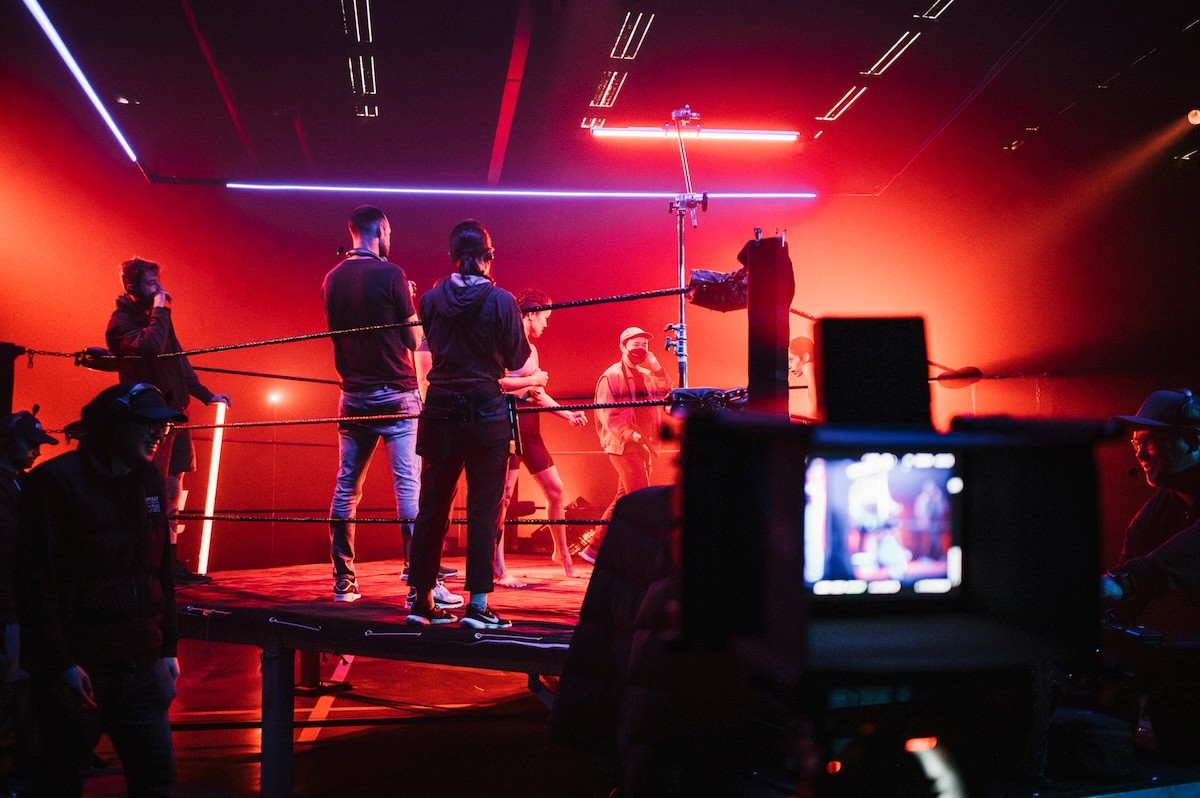A camera man on a boat