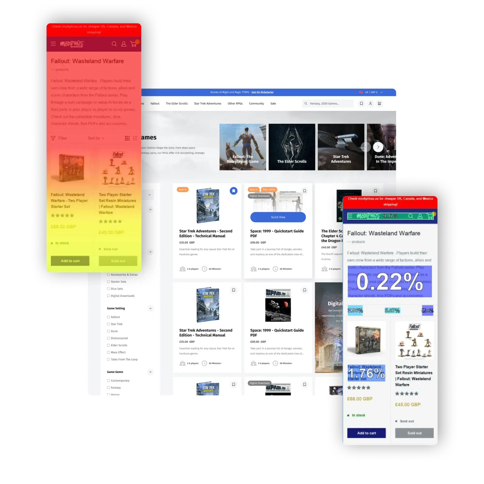 Microsoft clarity heatmaps showing quantative data and customer insights that inform the finished interface design.
