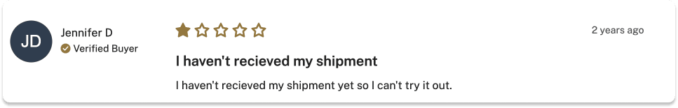 Example of a 1-star WISMO review