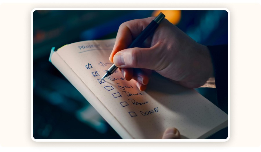 someone checking list