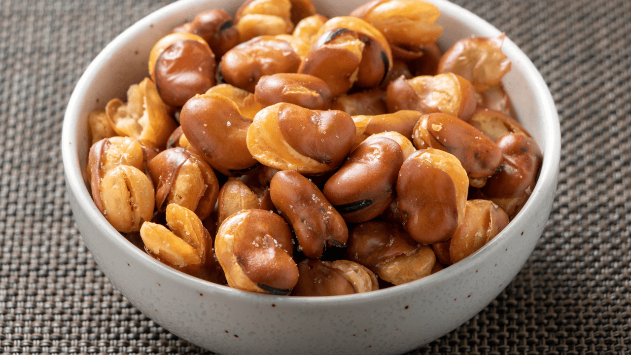 Fava beans in a white bowl