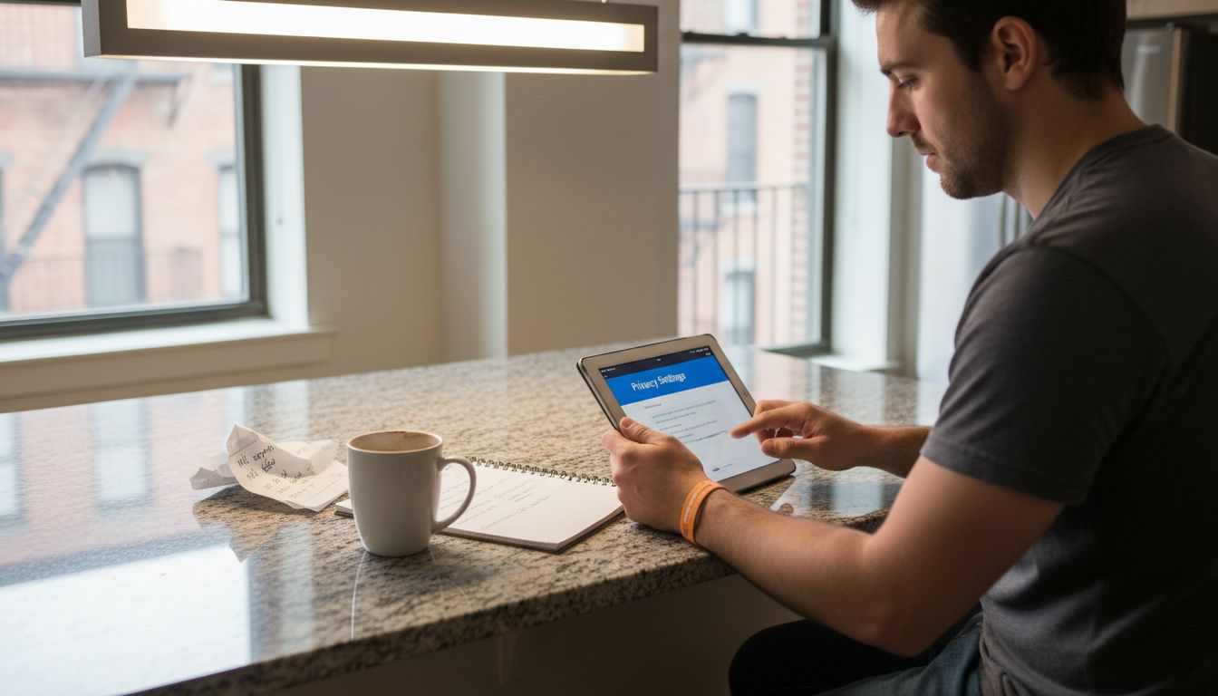 Man checking AI app privacy settings