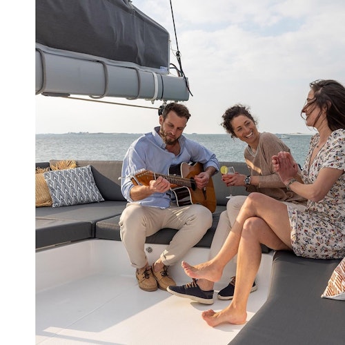 Mykonos: Catamaran Cruise + Meal, Drinks & Transport tickets in Greek Islands