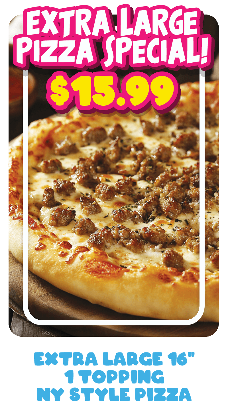 Extra Large Pizza Coupon – 14" NY Style one-topping pizza for $15.99 at North End Pizza, Virginia Beach