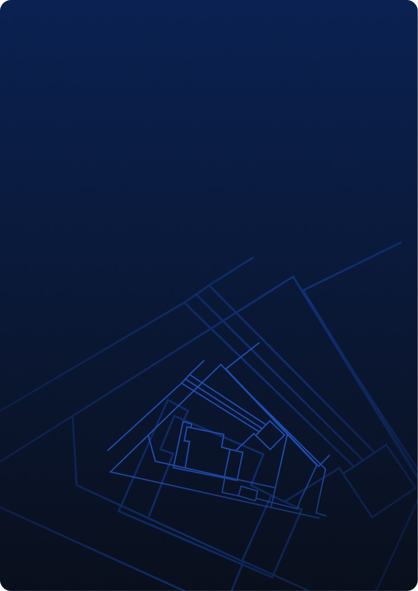Dark blue and black gradient with overlaid line image representing a site plan