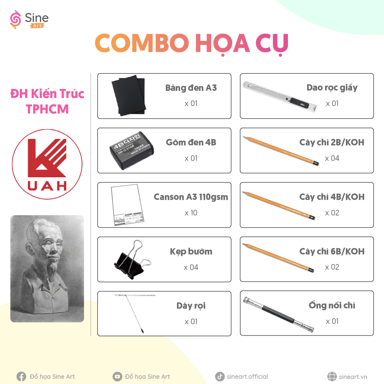 Combo họa cụ cho dân luyện thi vẽ khối V - khối H
