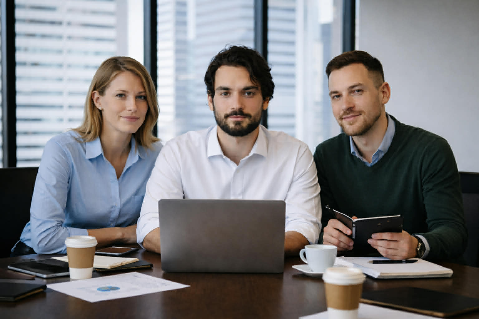 3 Team members working together