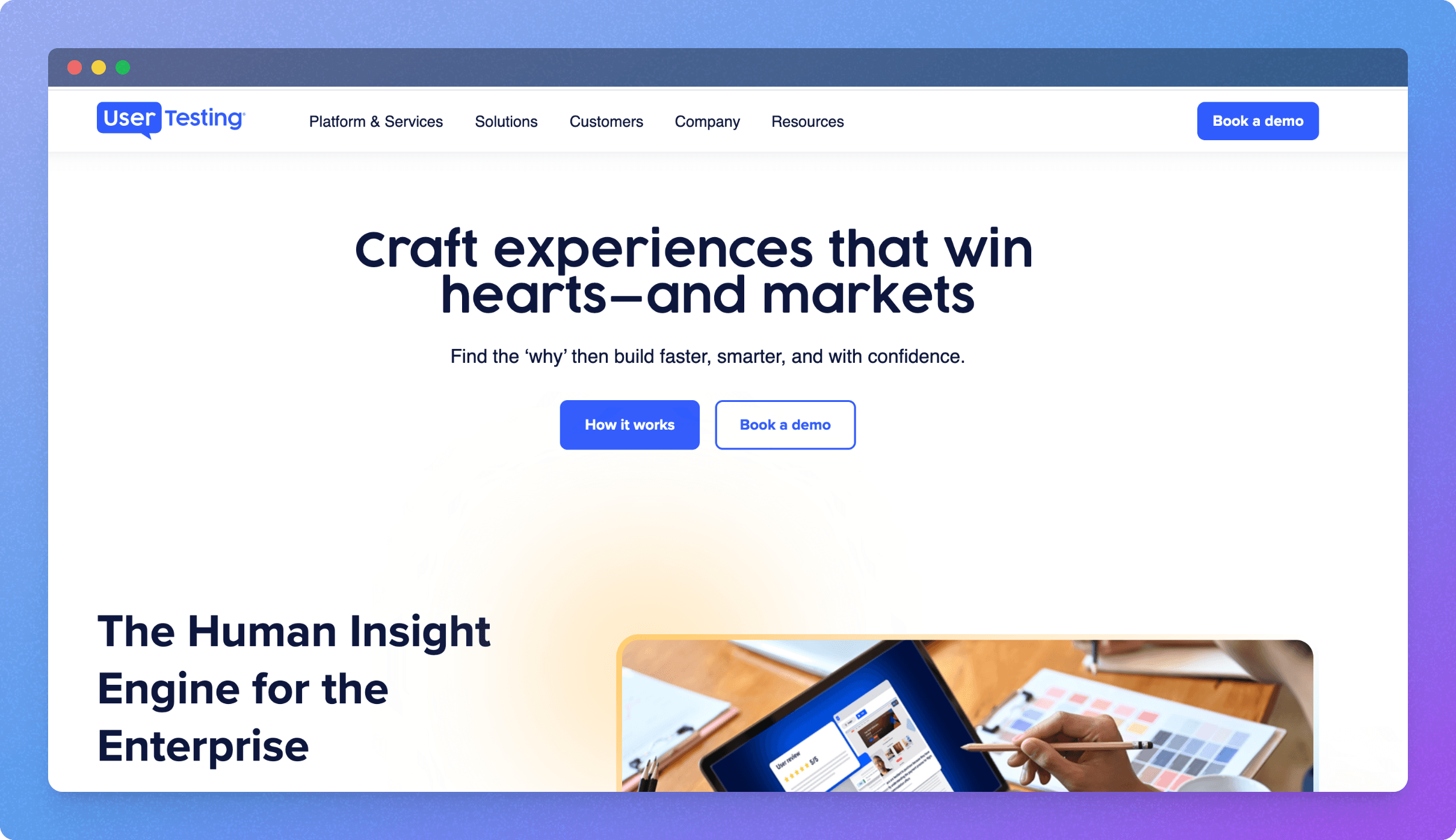 usertesting platform home page