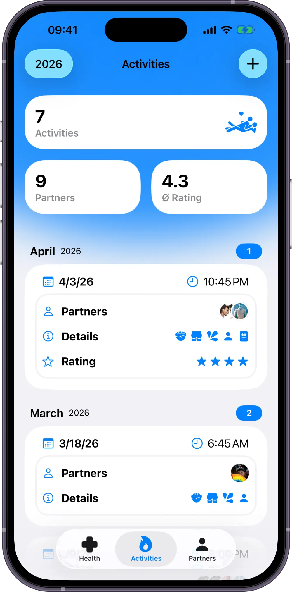 Screenshot: Activities (iOS)