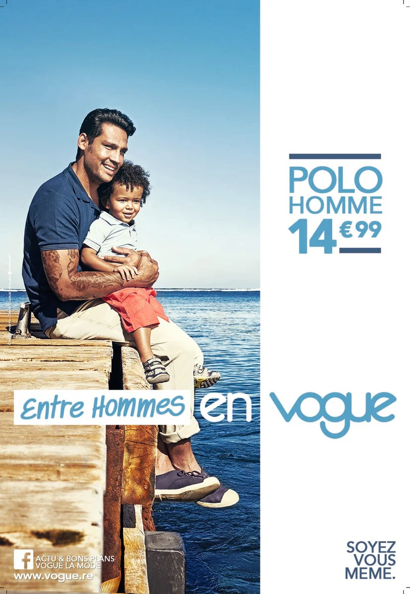 Série mode Vogue — Papa et enfant au bord de l'eau, style romantique | Photographe David Dijoux, Réunion