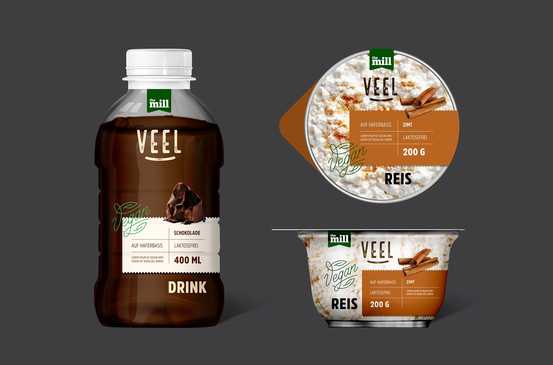 Label Design für eine vegane Food Linie – modernes Verpackungskonzept mit klarer Typografie und natürlicher Farbwelt
