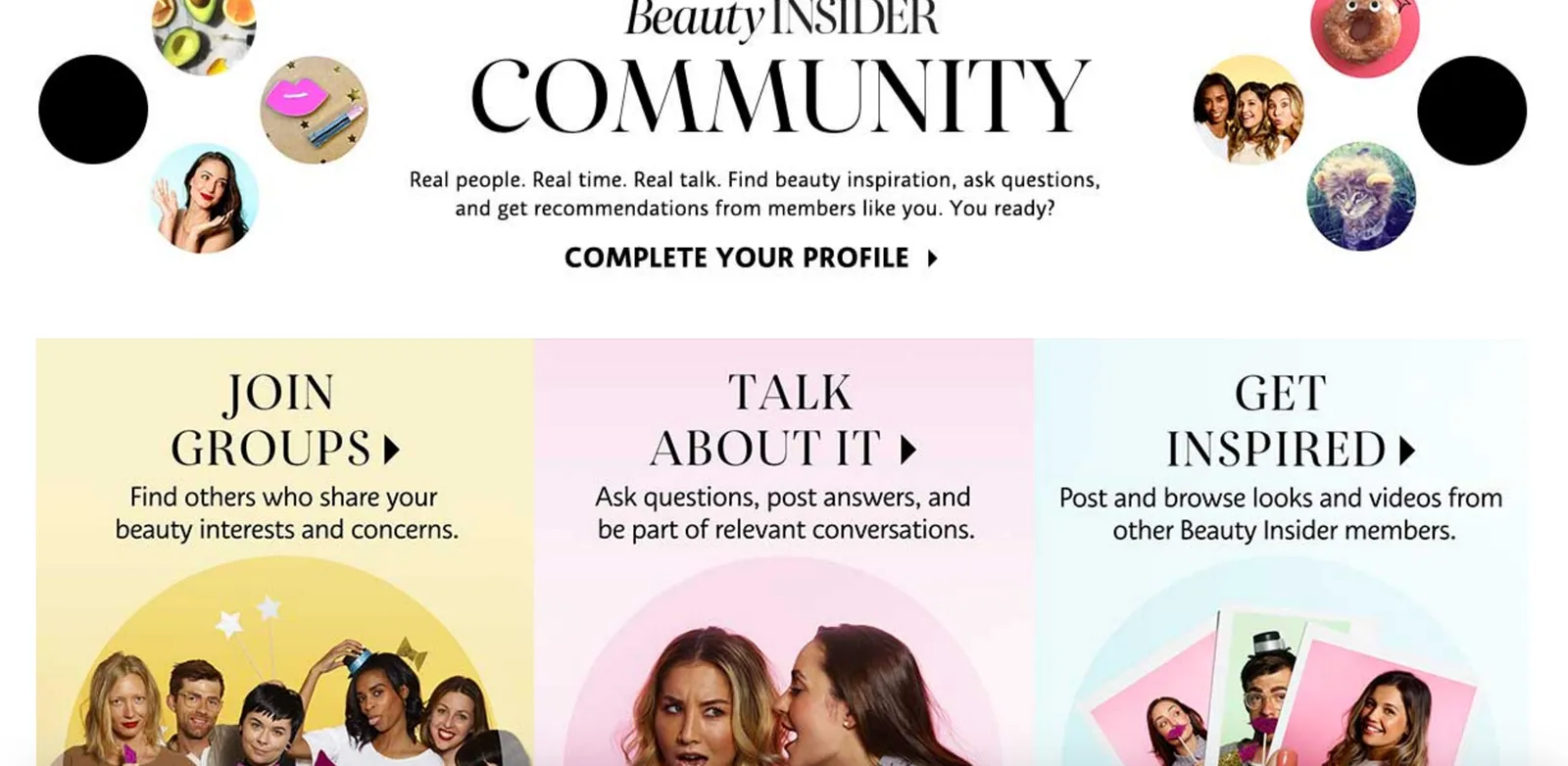 Screenshot of Sephora’s Beauty Insider Community homepage showing beauty product discussions, user posts, and interactive features on the platform.