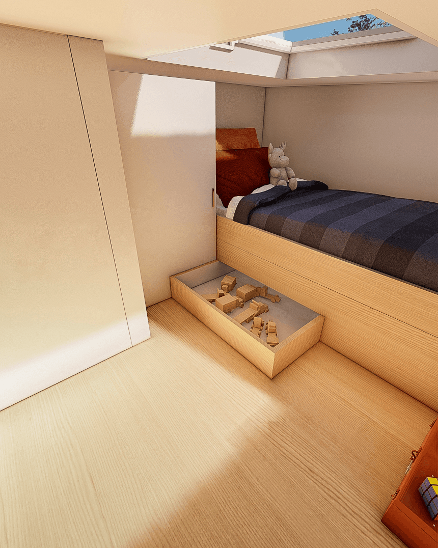 Double Trouble 7m/24ft tiny house kids bedroom