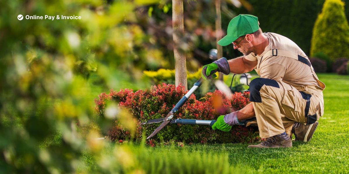 A man mowing a lawn with a lawn mower