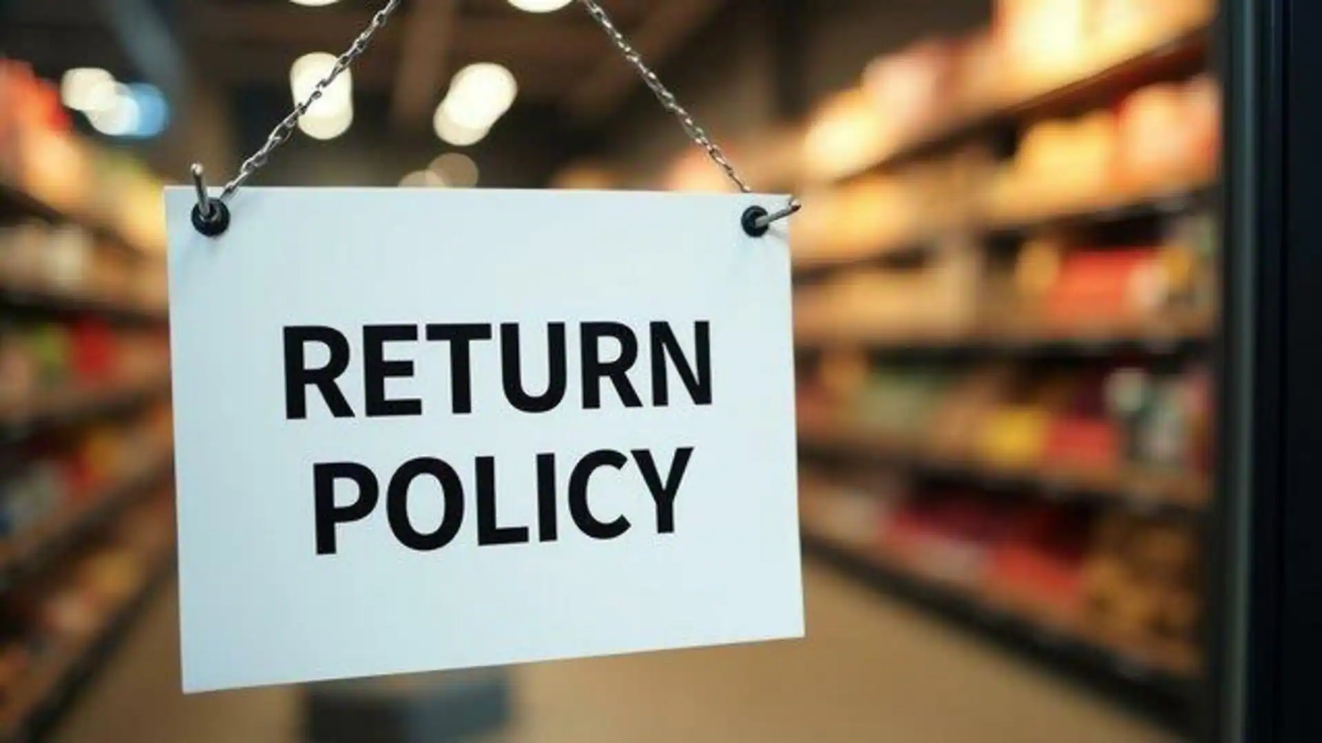 Store sign displaying “Return Policy,” representing customizable return windows and refund settings for TikTok Shop sellers.