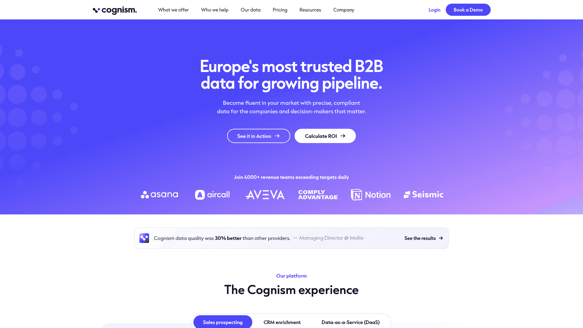 Screenshot of https://www.cognism.com