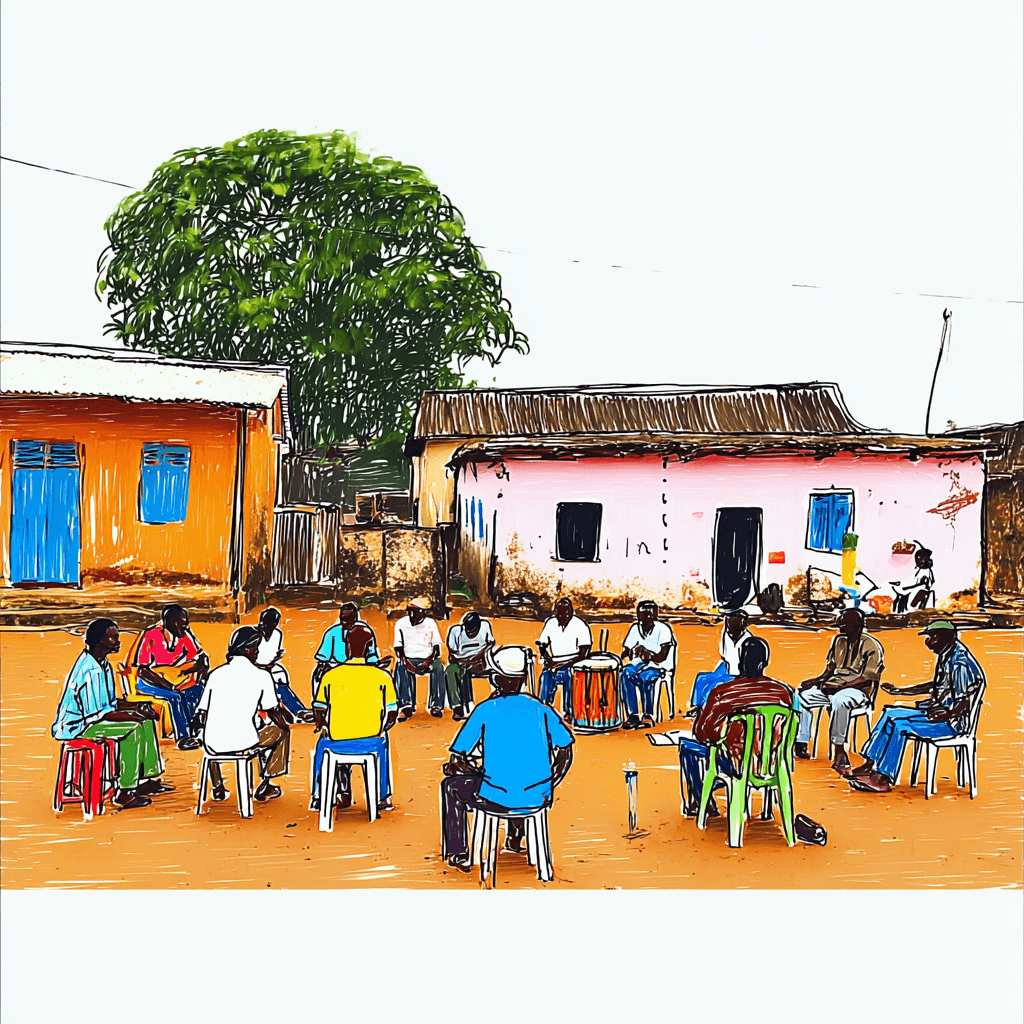 A young person with curly hair smiles at the camera while sitting in front of a laptop against a dark background.