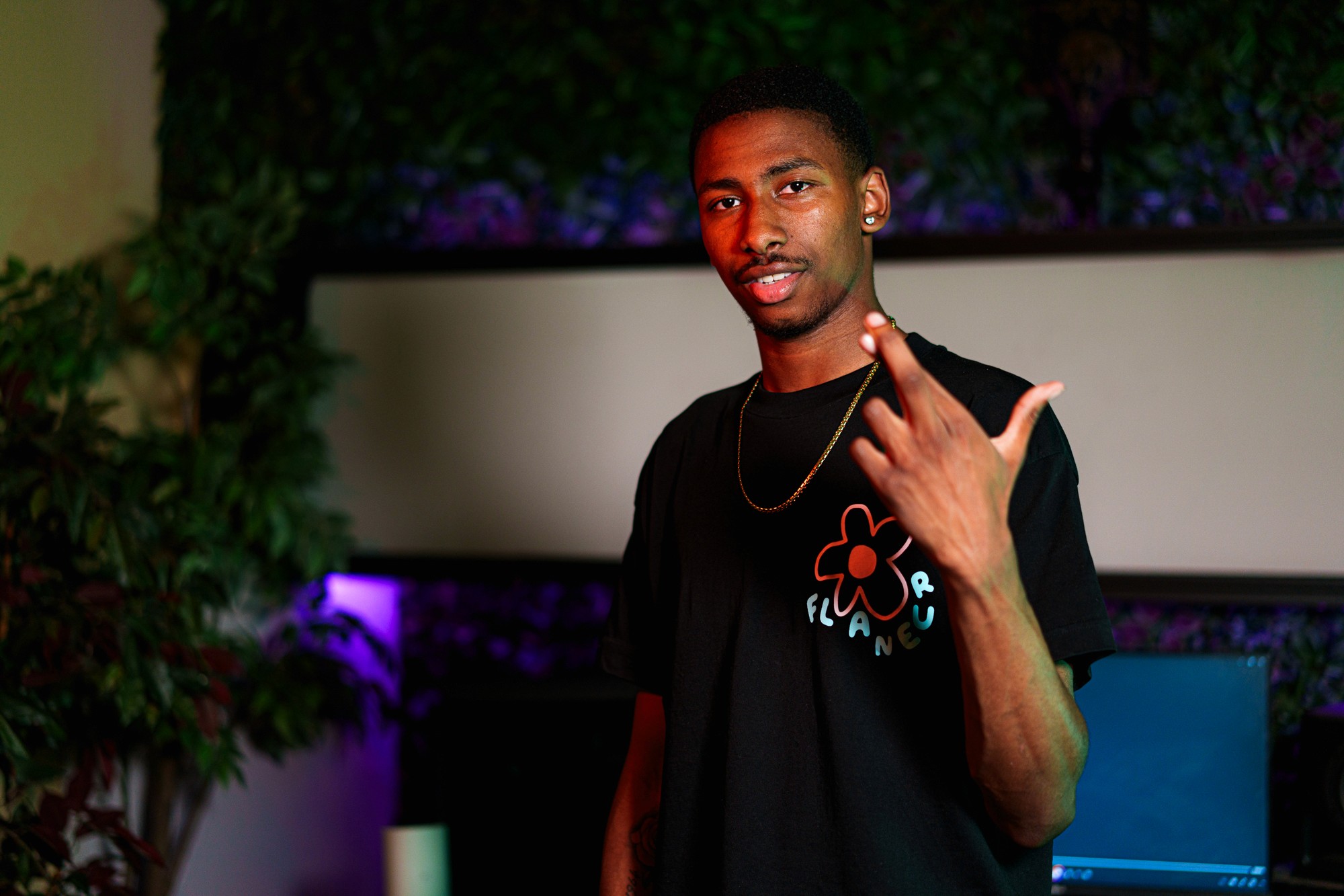 Portrait shot of a woman in a yoga outfit.