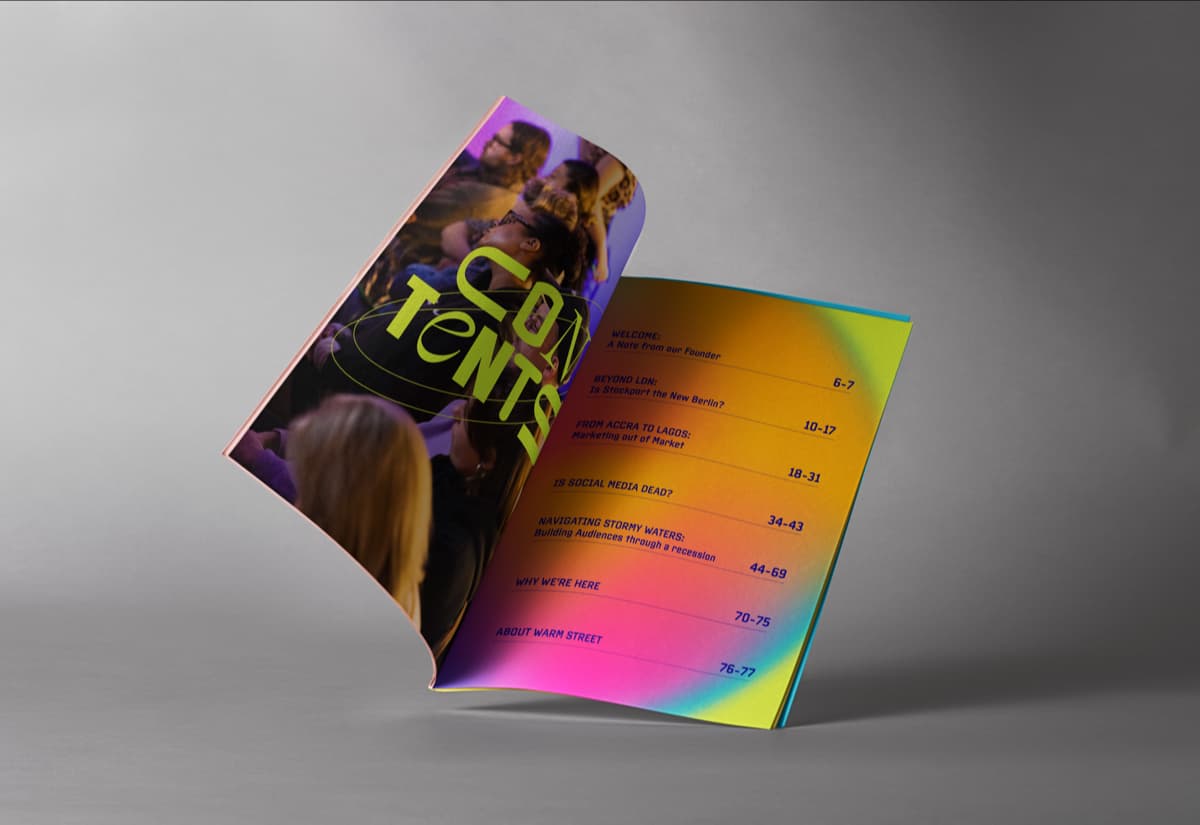 Food magazine spread combining editorial photography with modern typography desig