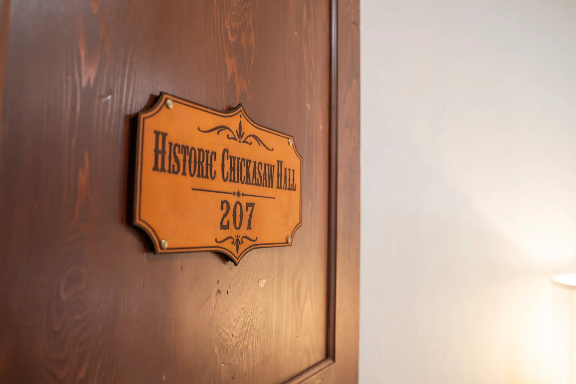 Historic Chickasaw Hall 207 room door