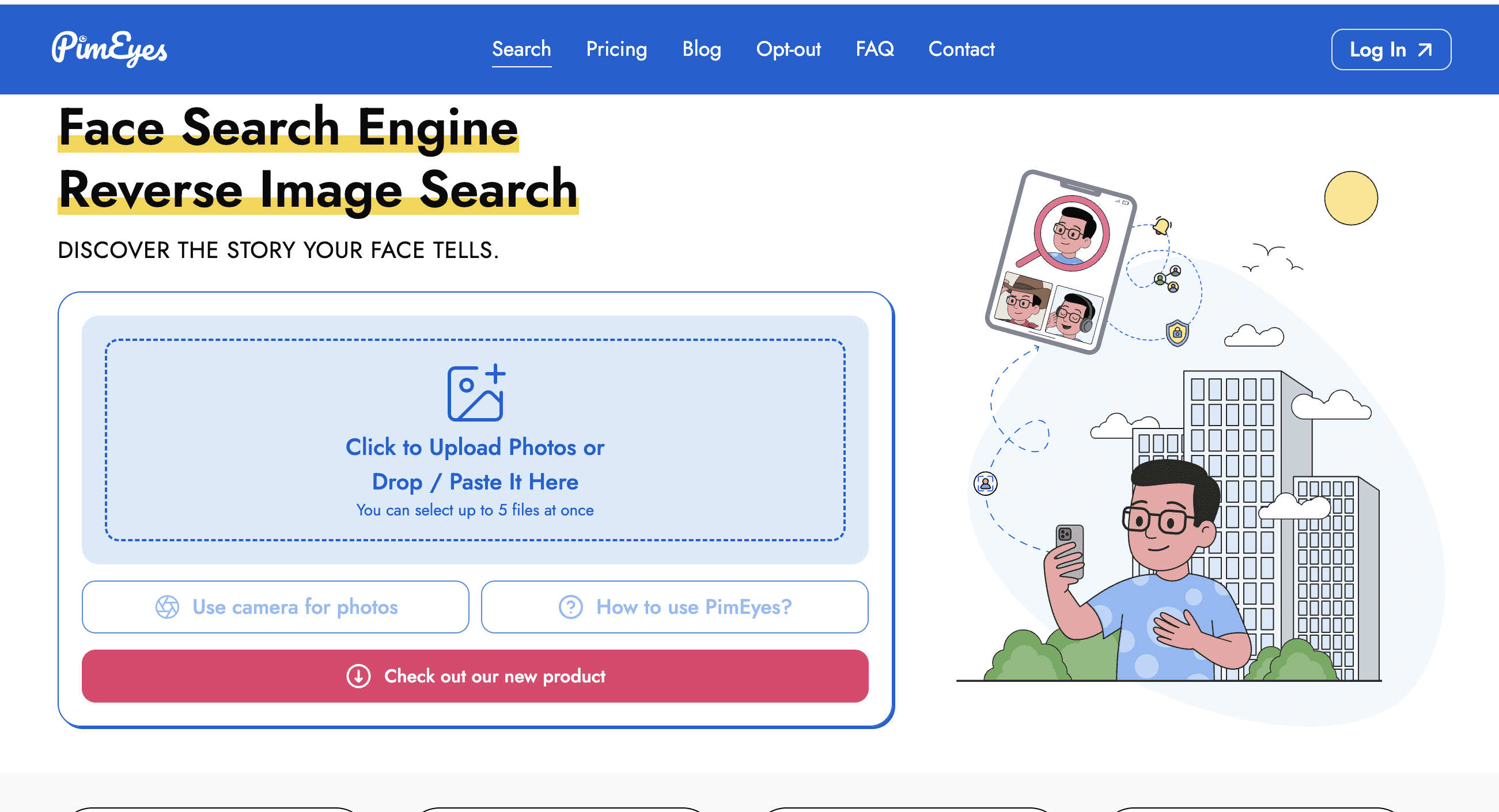 pimeyes landing page