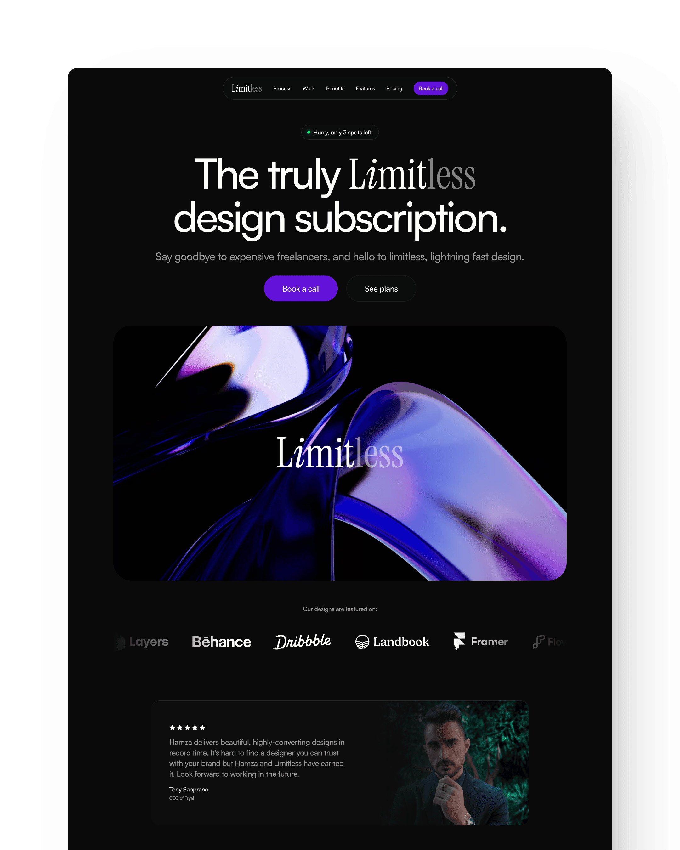 Screenshot of Limitless template