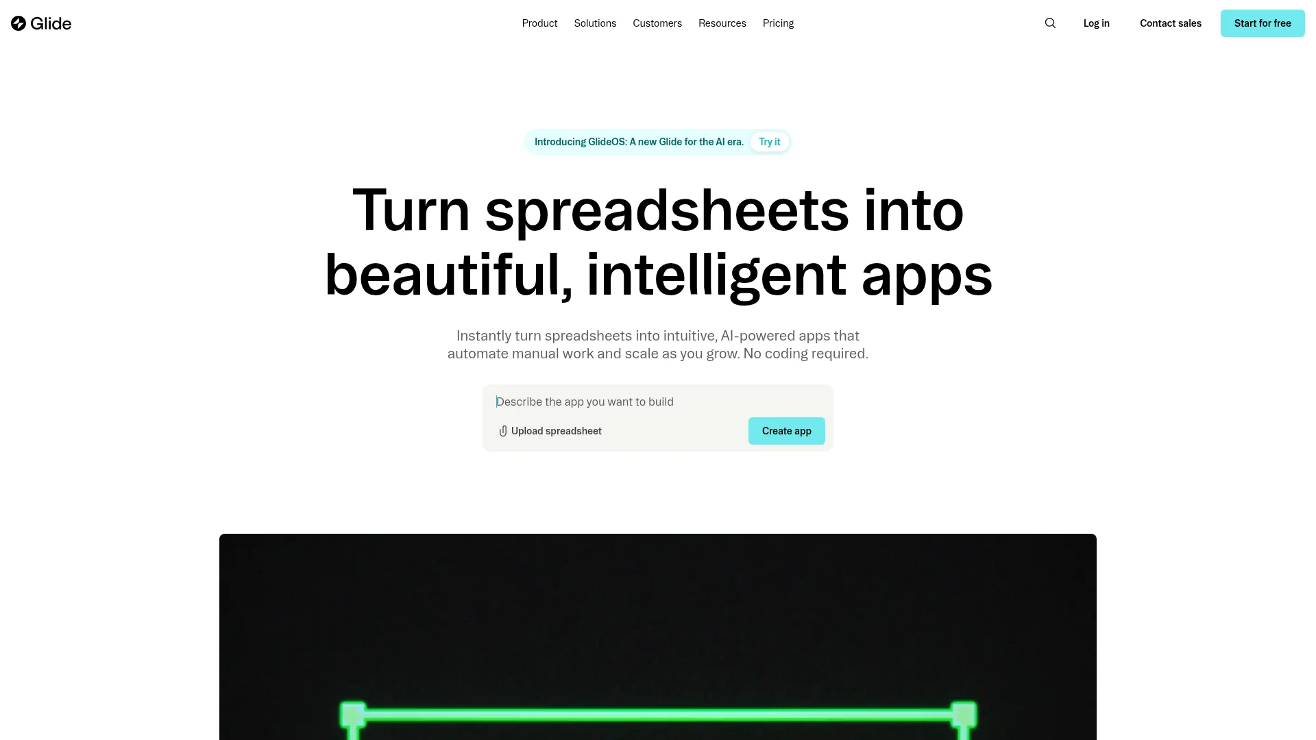 Glide no-code app and portal builder homepage
