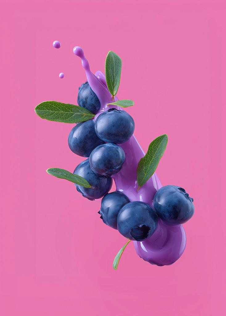 Borovnice na roze pozadini