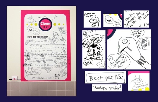 a poster with hand-draw illustrations on a wall