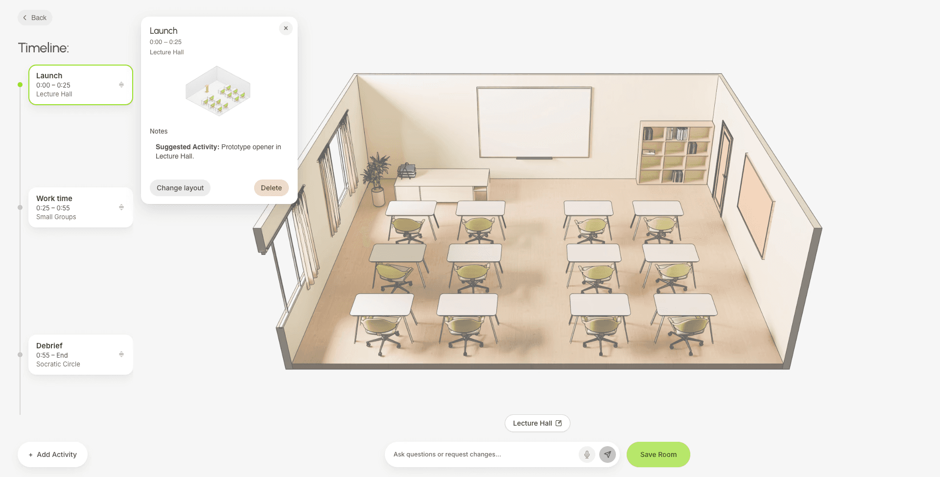 Dreamroom interface after