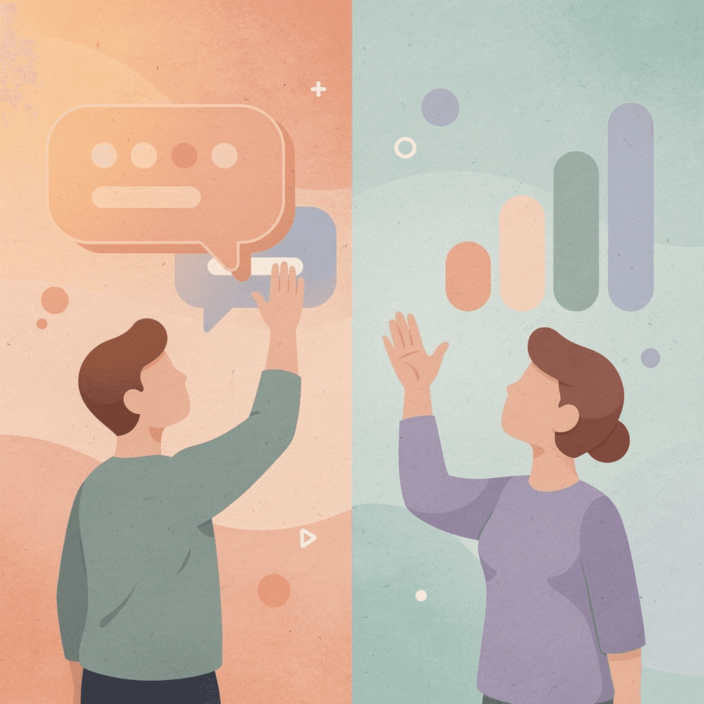 Split scene showing traditional versus AI-powered SEO approaches