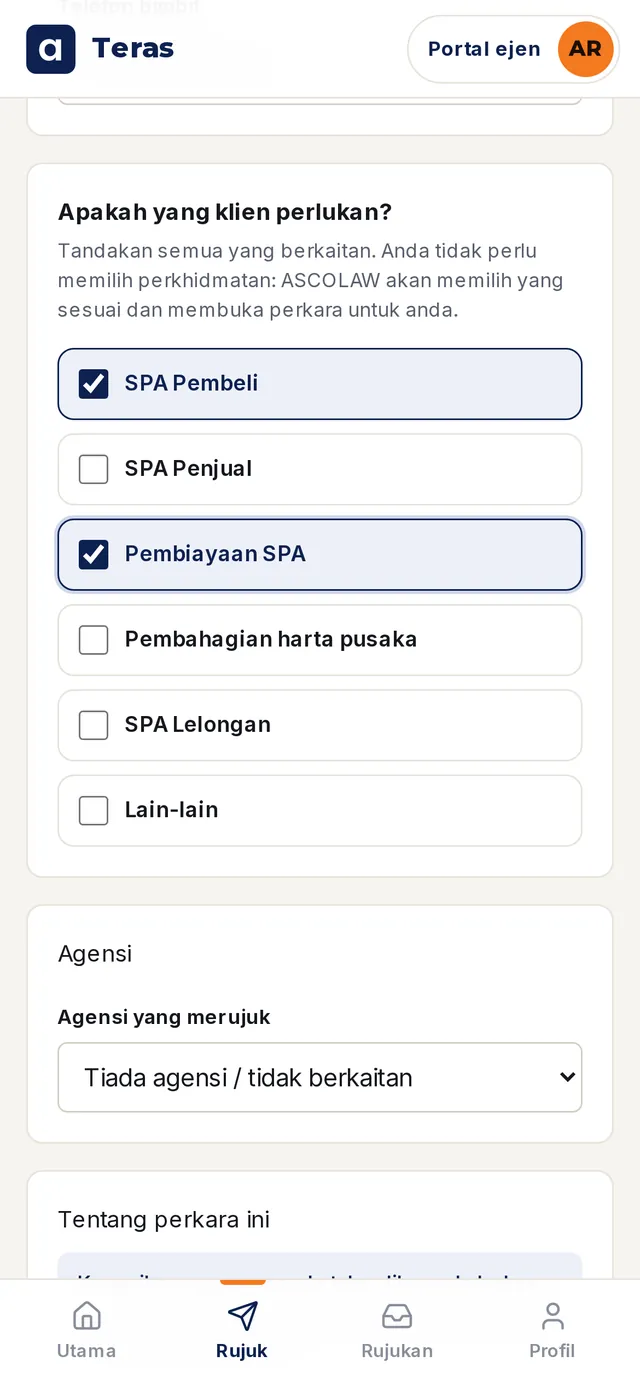 Rujuk klien. (Data contoh)