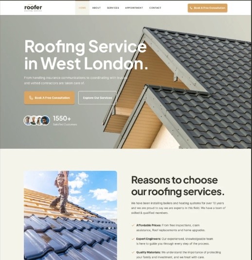 Roofer Web Design