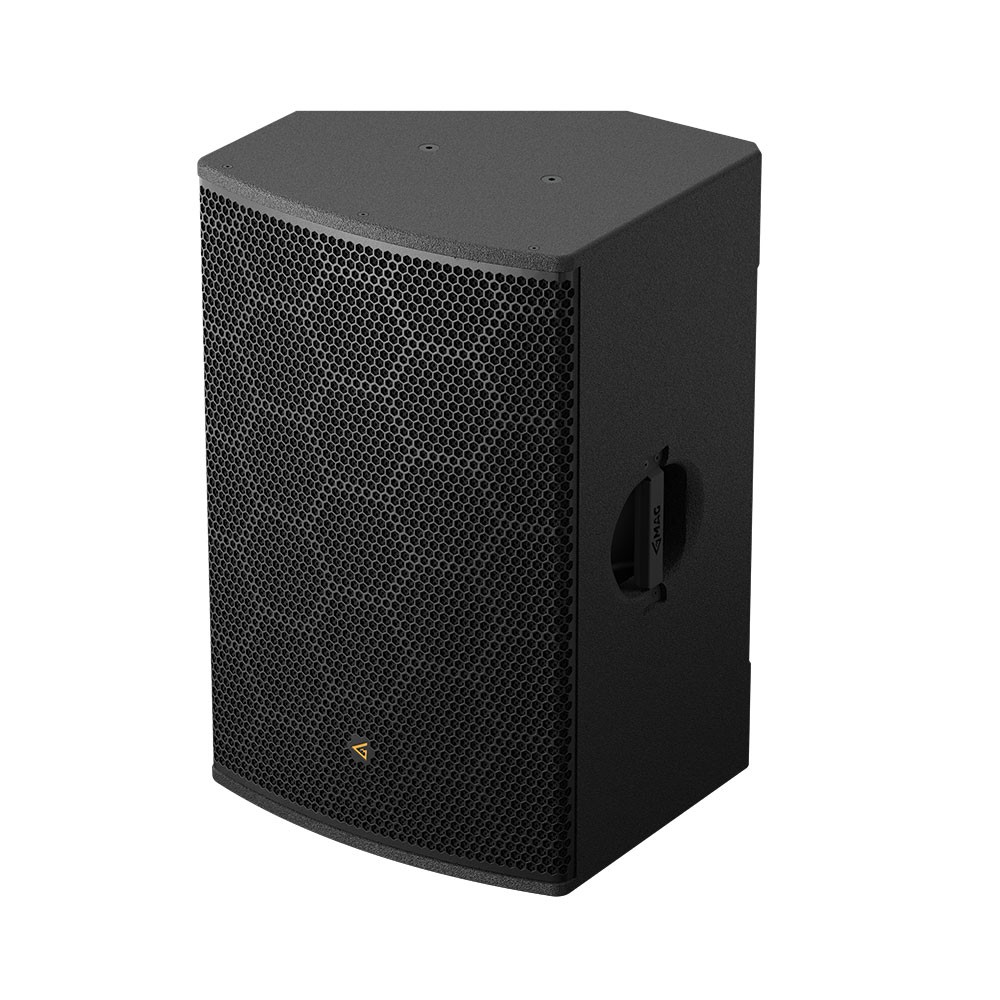 Black professional loudspeaker from an angle