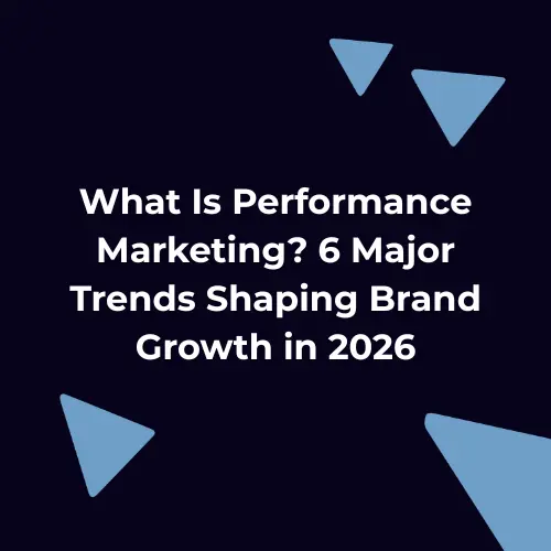 What is performance marketing infographic highlighting 6 major trends shaping brand growth in 2026 with bold headline on a dark background