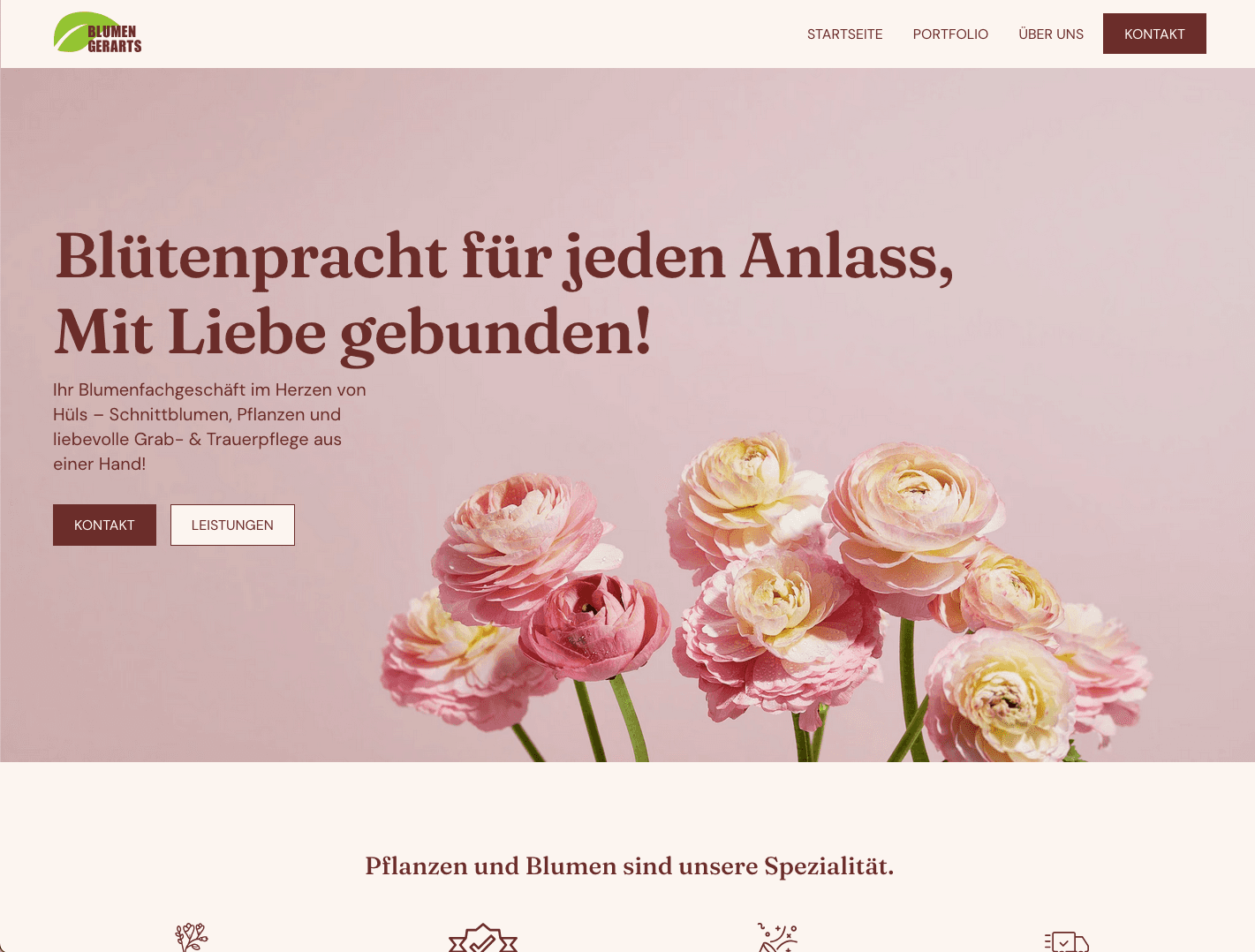 hero image of blumen gerarts website