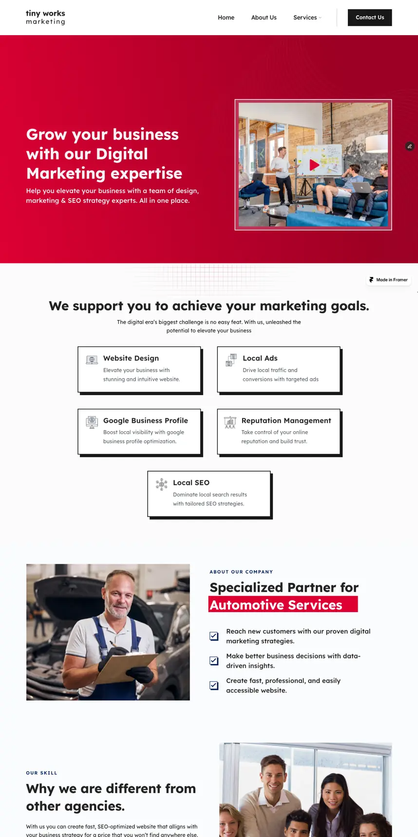Tiny Works Marketing website screenshot