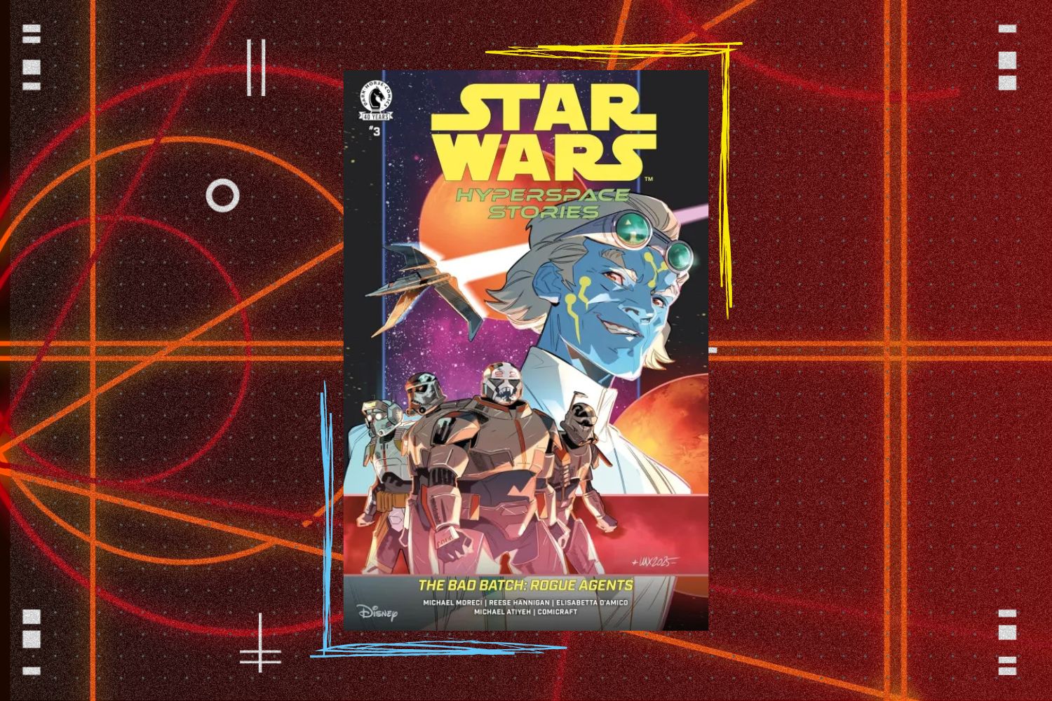 Cover for Star Wars: The Bad Batch - Rogue Agents #3 in front of a red geometric background