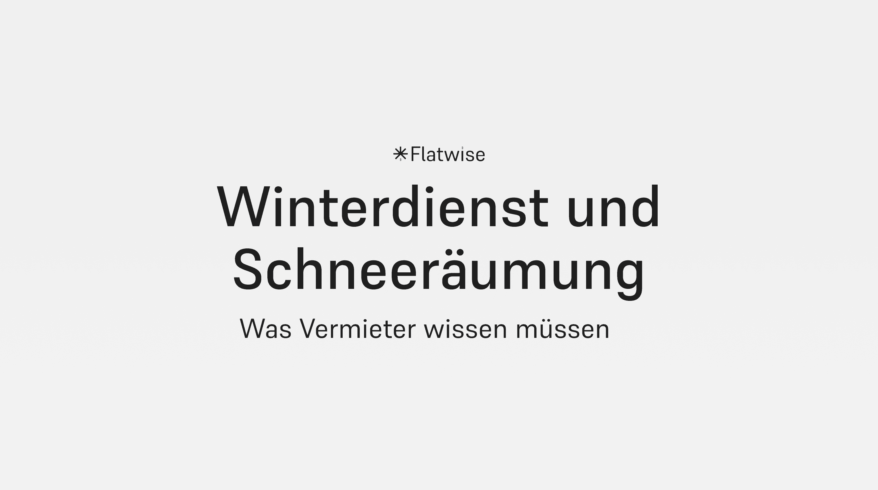 Das Titelbild zeigt den Titel "Winterdienst und Schneeräumung", den Untertitel "Was Vermieter wissen müssen" sowie das Flatwise Logo.