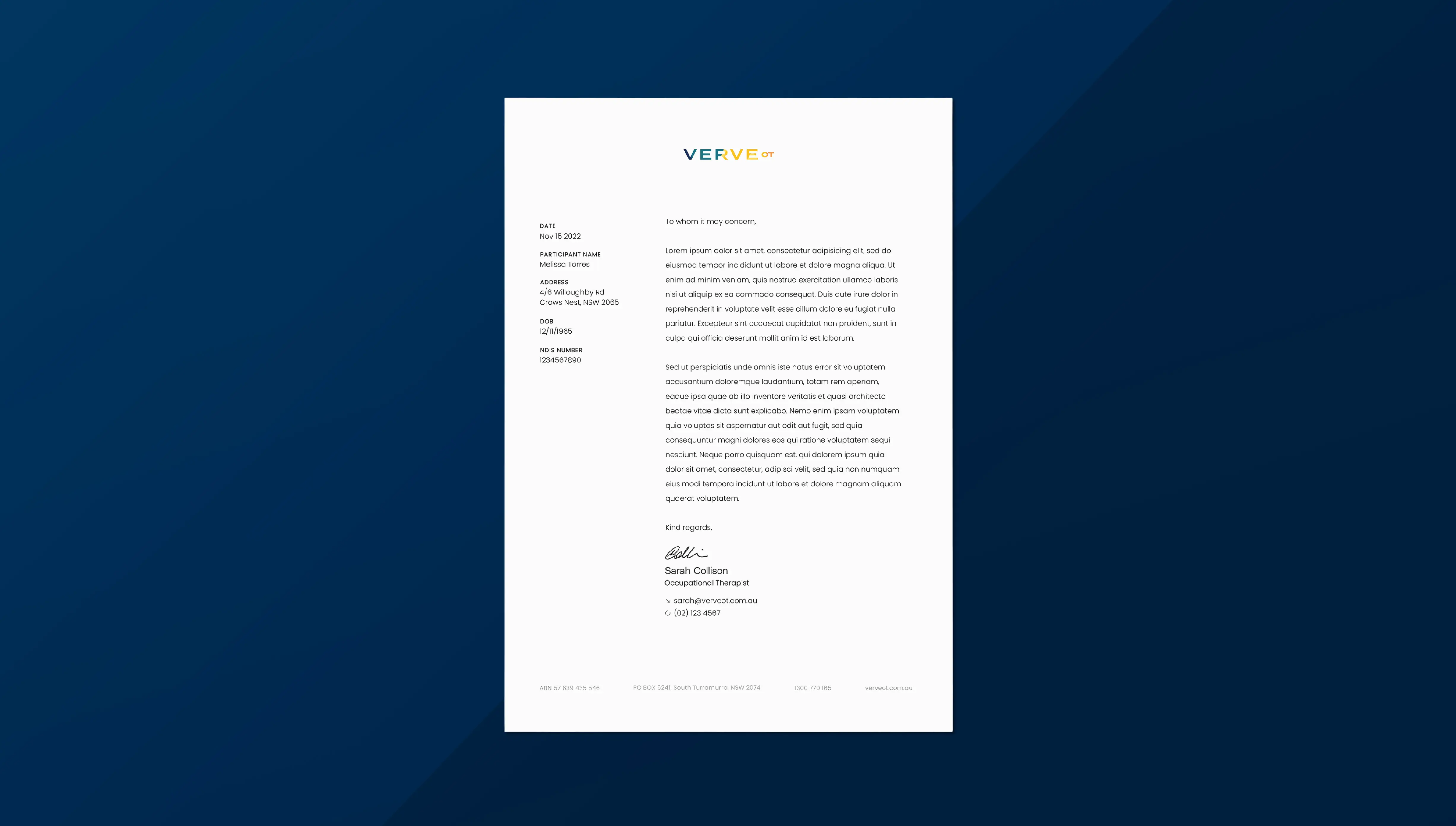 letterhead design for verve ot
