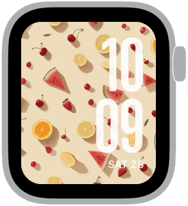 fruit confetti Apple Watch face preview 4 featuring summer and spring.