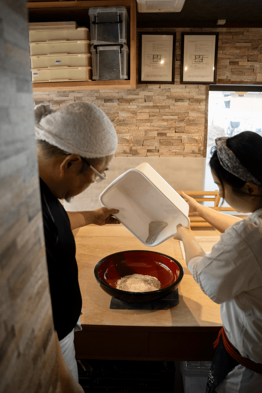 Flour being poured