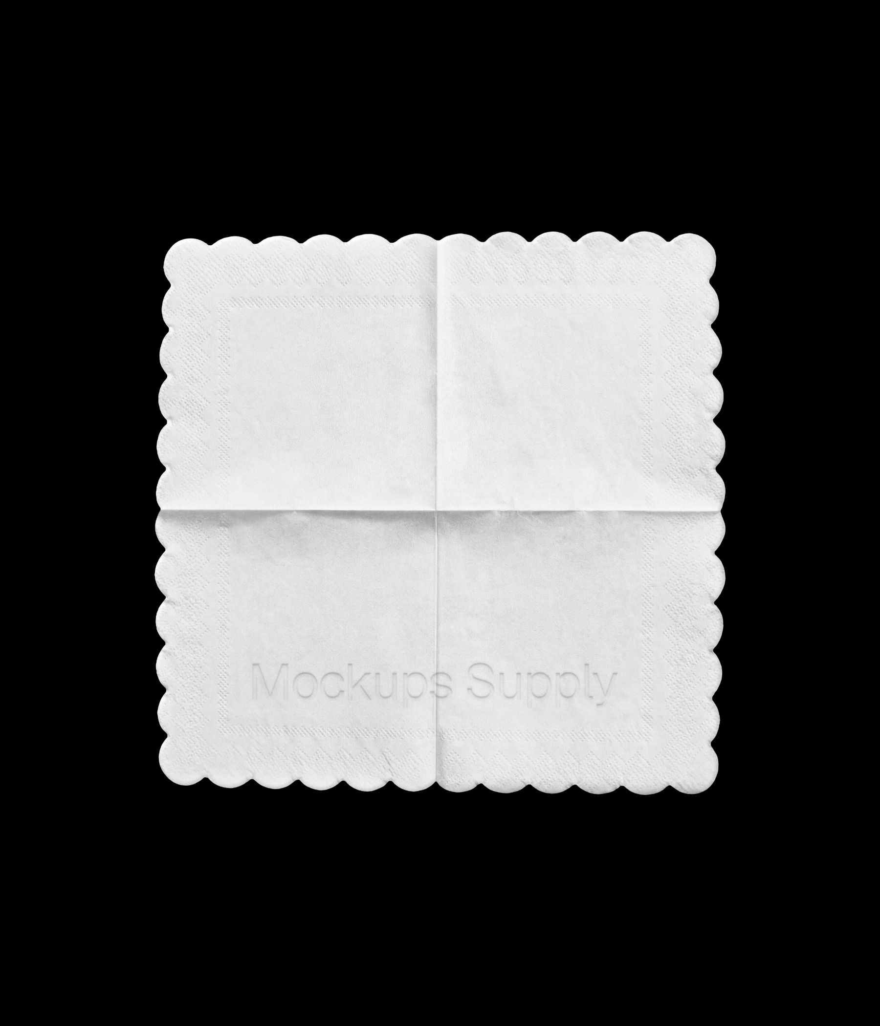 Unfolded tissue paper mockup with debossed logo on smooth flat surface
